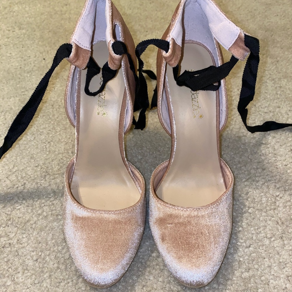 Velvet pink heels